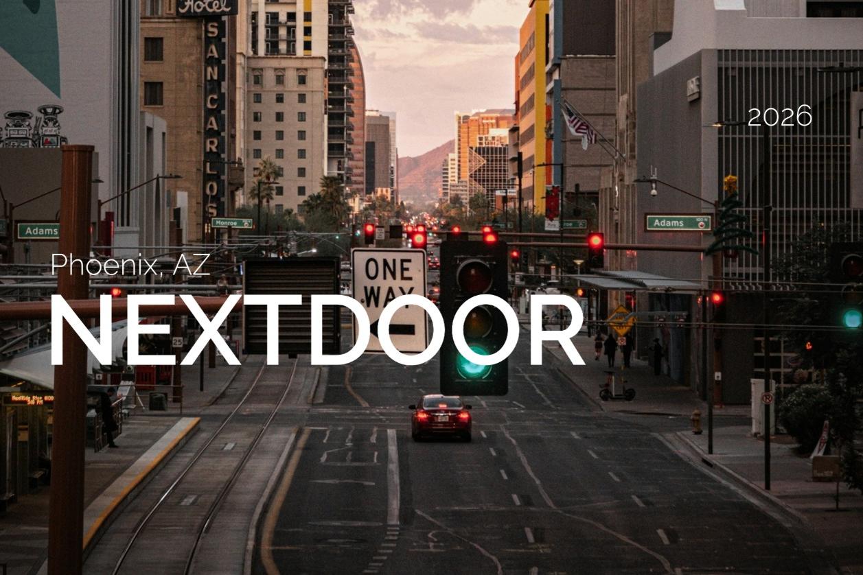 Nextdoor Ads in Phoenix: estimated monthly reach, older skew, female share where known, plus SMB and parent segments.