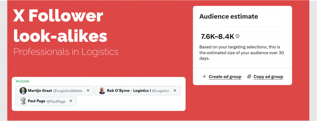 supply chain management audience in x twitter ads